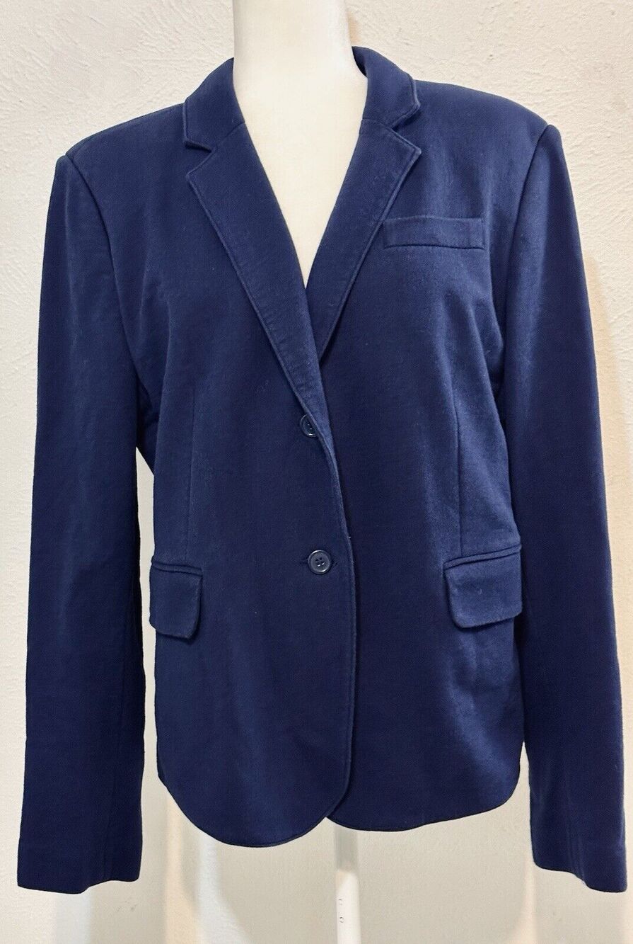 Norma Kamali Size XL Blue Blazer Two Button  Jacket Office Career Preppy Fall